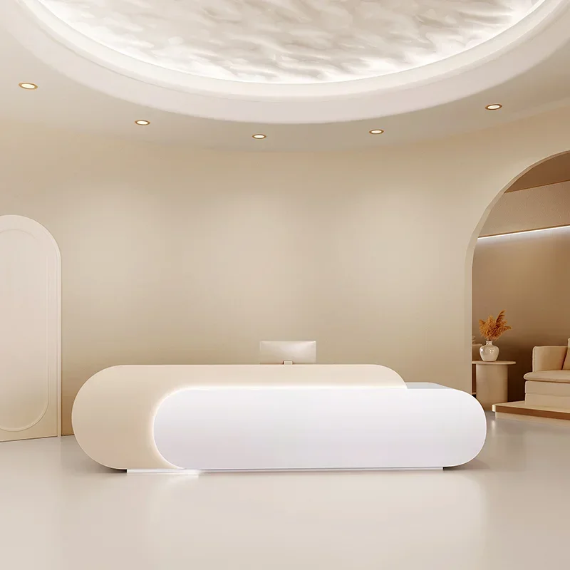 Office Furniture High End - Cream Style Beauty Salon Reception Desks
