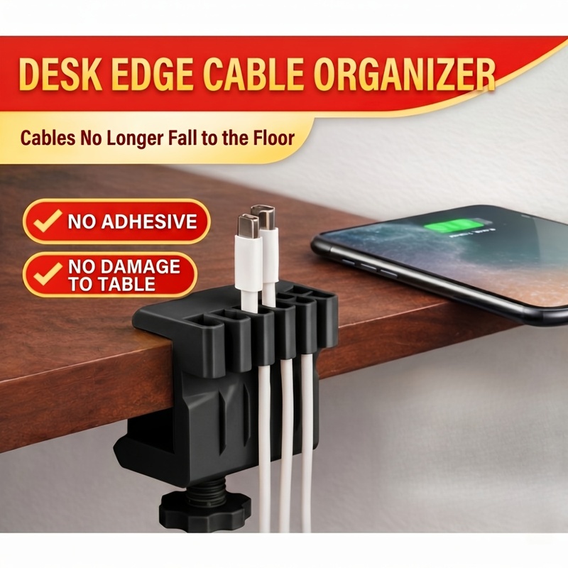 Office Furniture And Design - 3 desktop cable manager clips USB