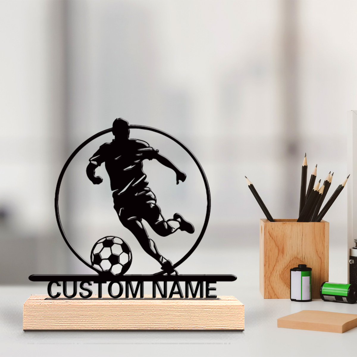 Office Furniture And Design - Custom Soccer Player Metal Statue with