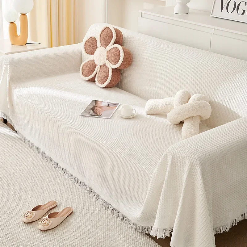 Office Furniture Dimensions - Woven Cotton Sofa Cover Blanket Solid
