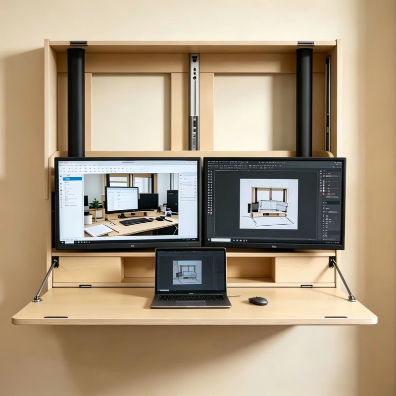 Wall Mounted Desk Fold - Space Saving Home Workstation Fit Two