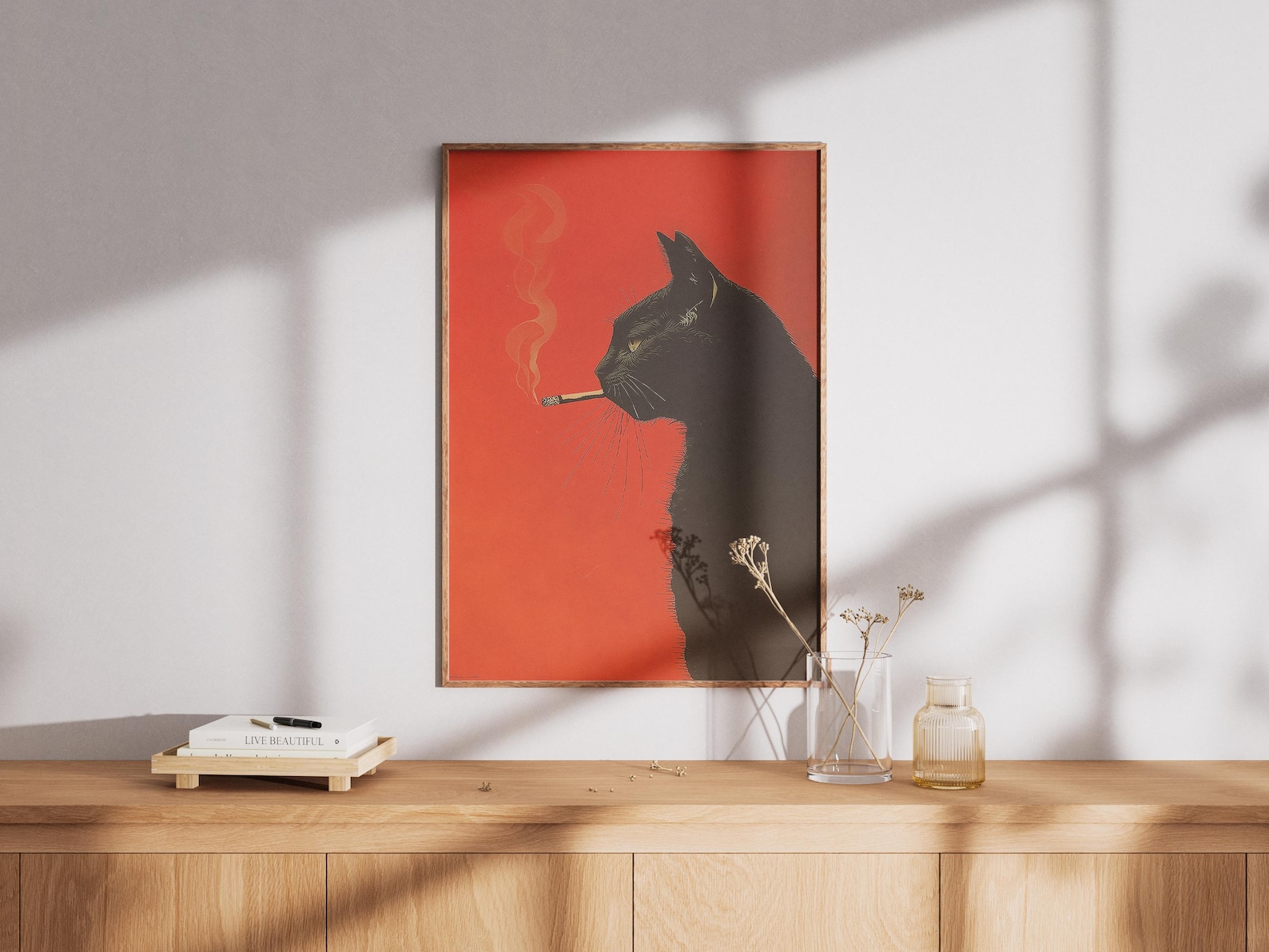Vintage Black Cat Smoking Canv - đánh giá và giá Office Furniture And Design